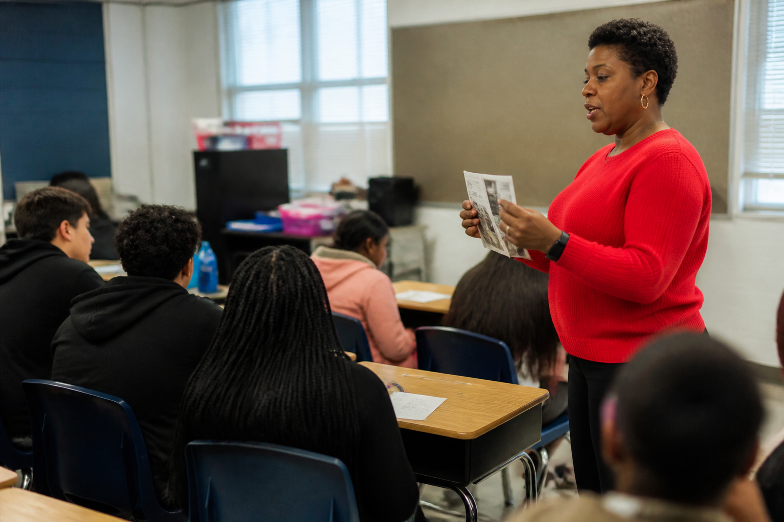 CARE-Dallas presenter leads a Red Ribbon Week session for students in a Dallas-area school.