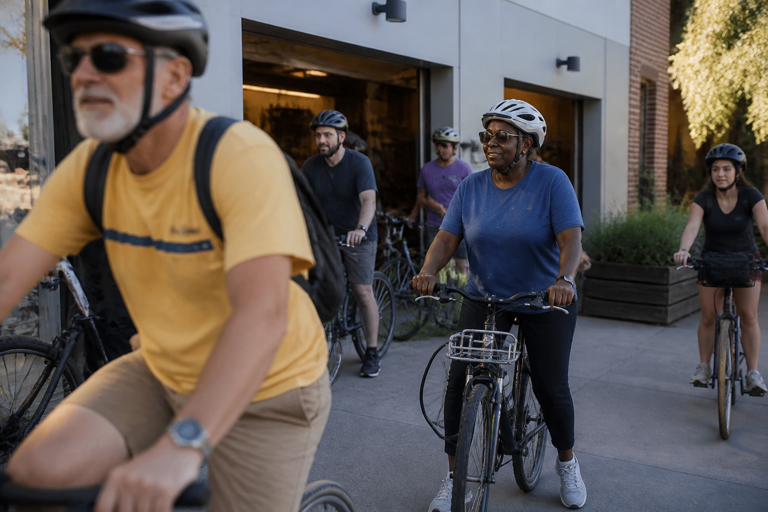 Riders of all ages leave Community Bicycle Shop for the last Sunday Sunday Funday Ride in Omaha.
